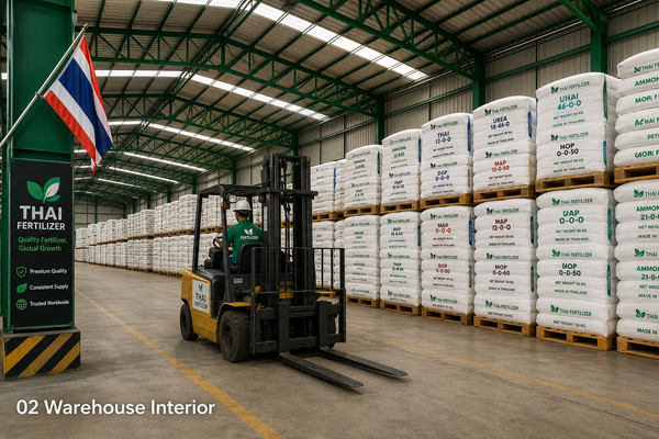 Fertilizer warehouse interior for tropical storage