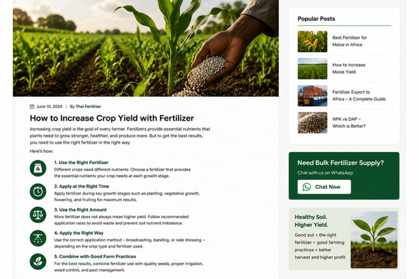 High yield crop field with proper fertilizer application