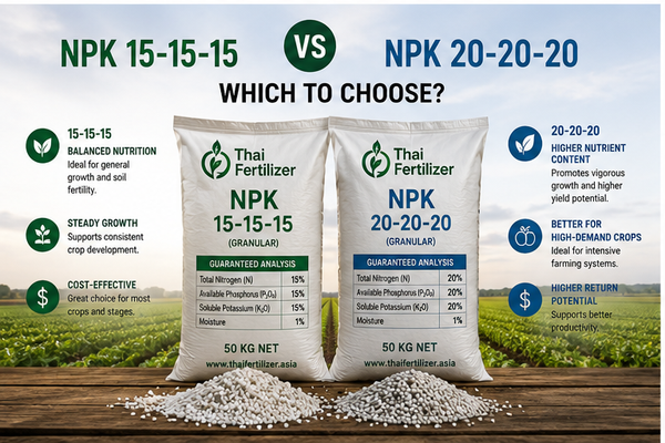 NPK 15-15-15 vs NPK 20-20-20 fertilizer comparison
