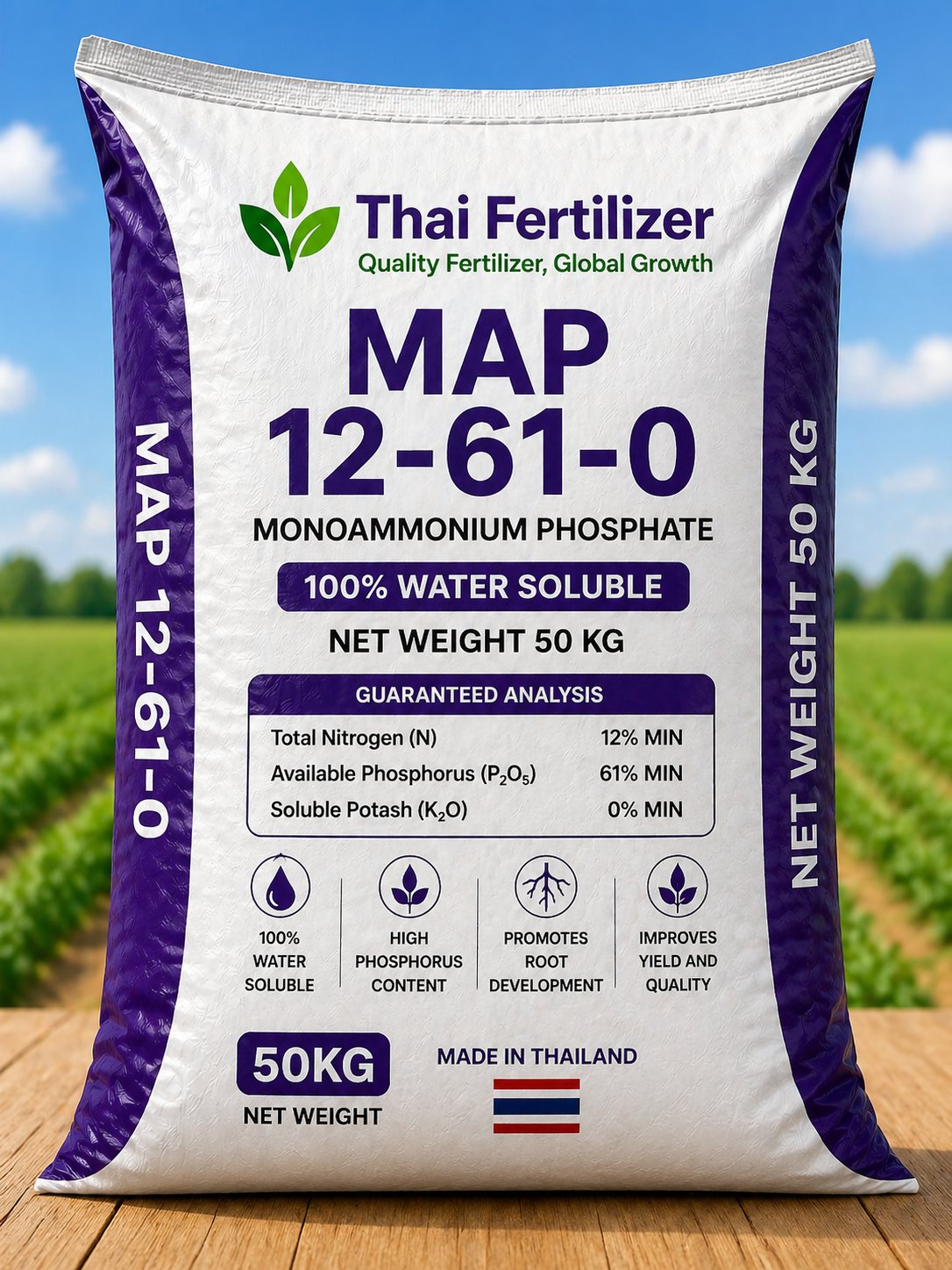 MAP 12-61-0 monoammonium phosphate fertilizer bag