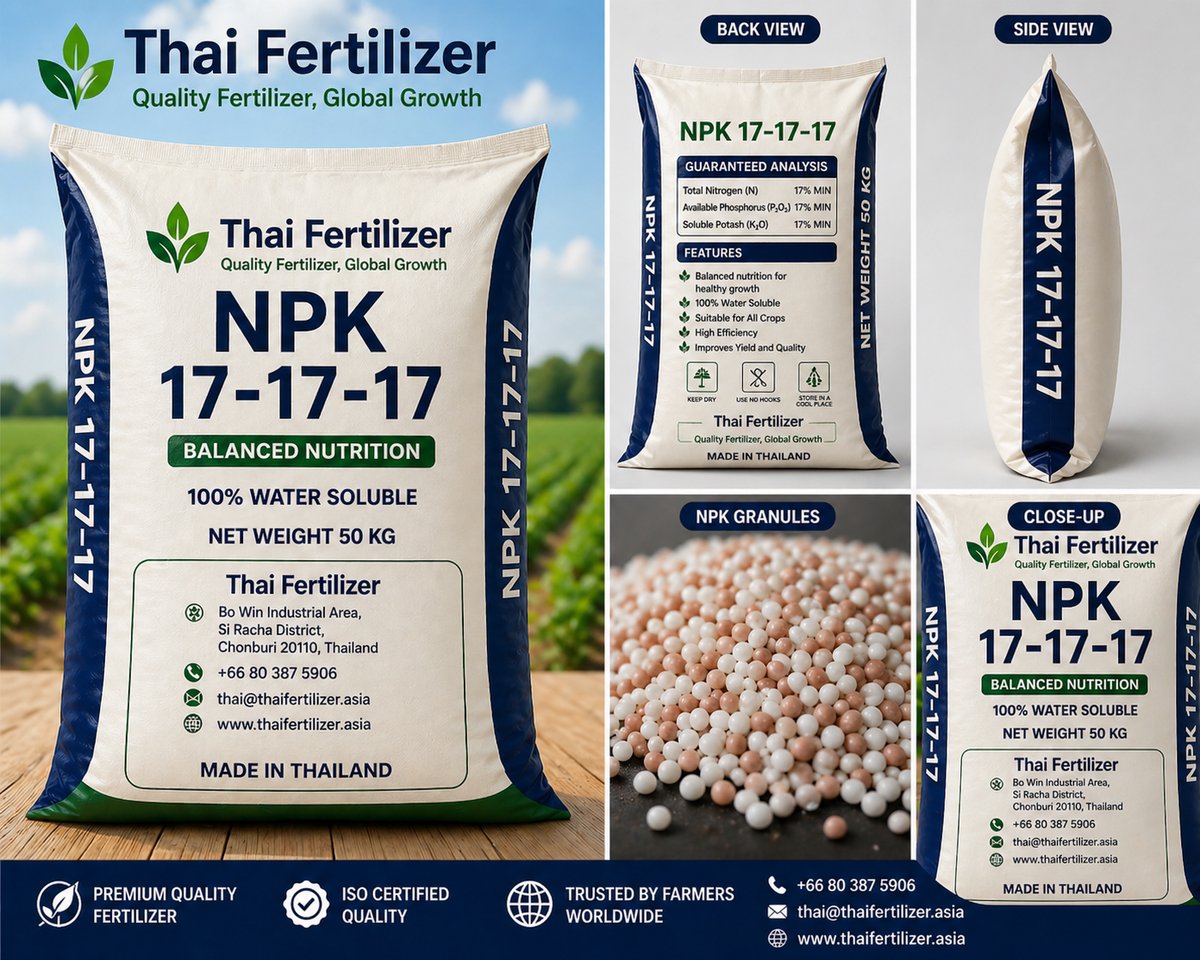 Thai Fertilizer NPK 17-17-17 product bag